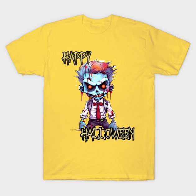 Spooky Zombie Boy Happy Halloween T-Shirt by DivShot 